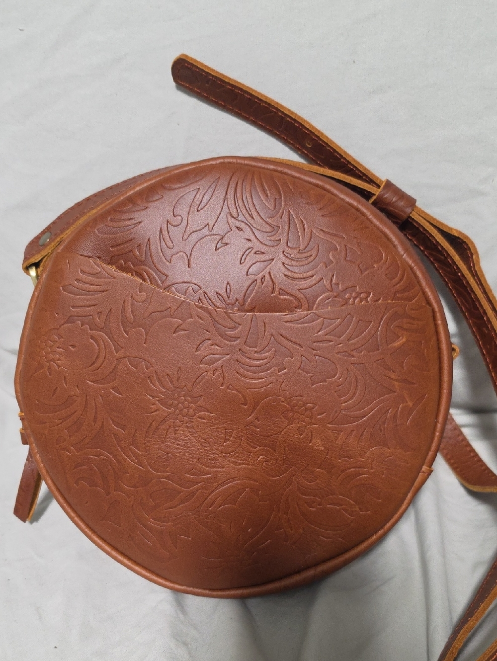 Embossed  Round Crossbody Bag - Women's Shoulder Purse Color Meadow Size Large
